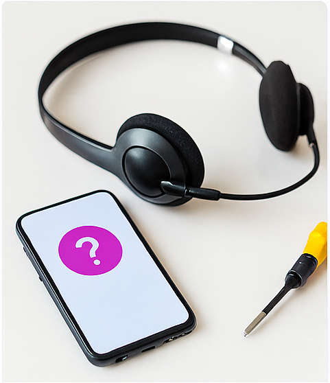 Smartphone en headset voor service en hulp